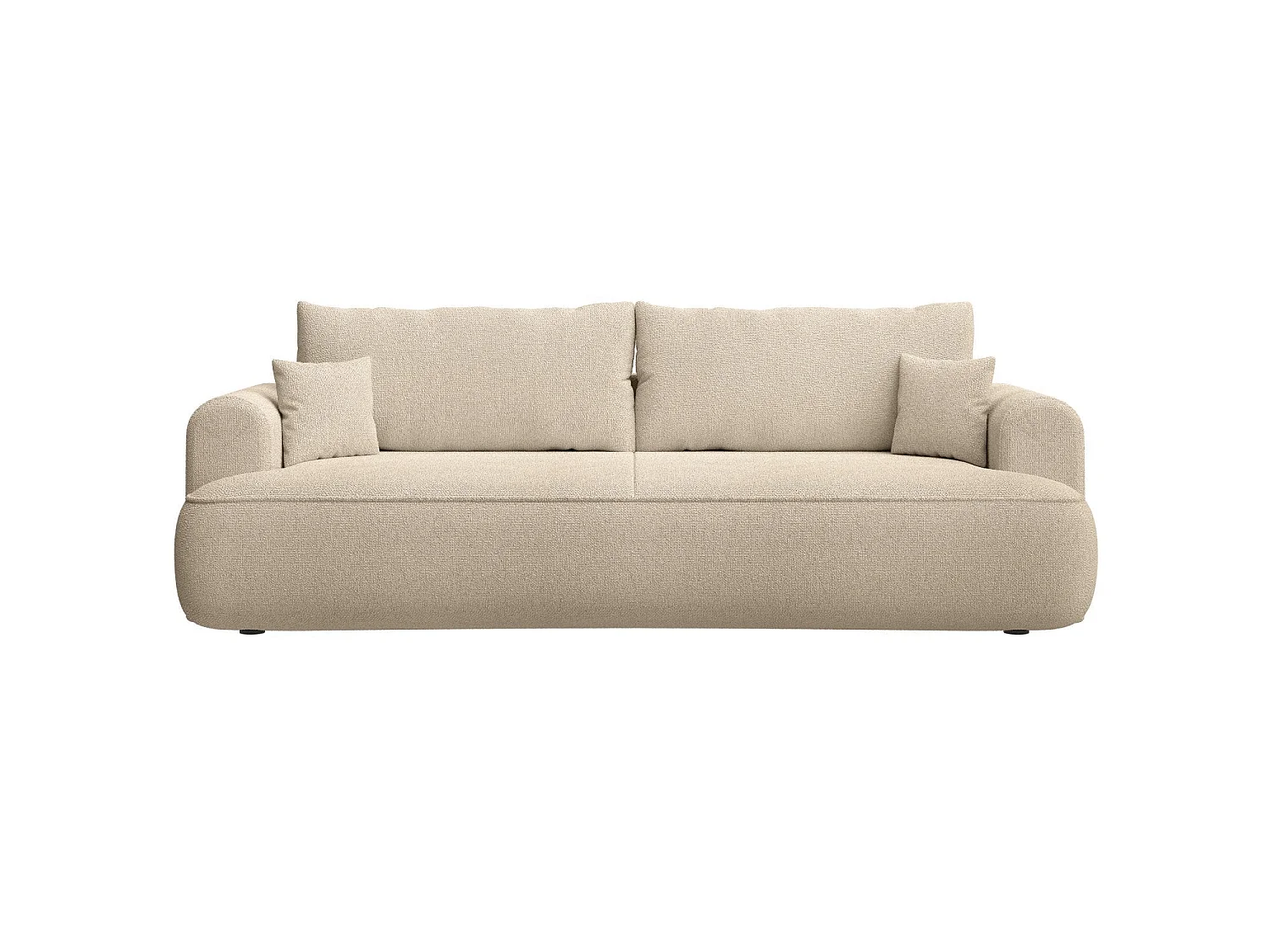 Canapé convertible trois places - tissu chenille beige clair - OVO