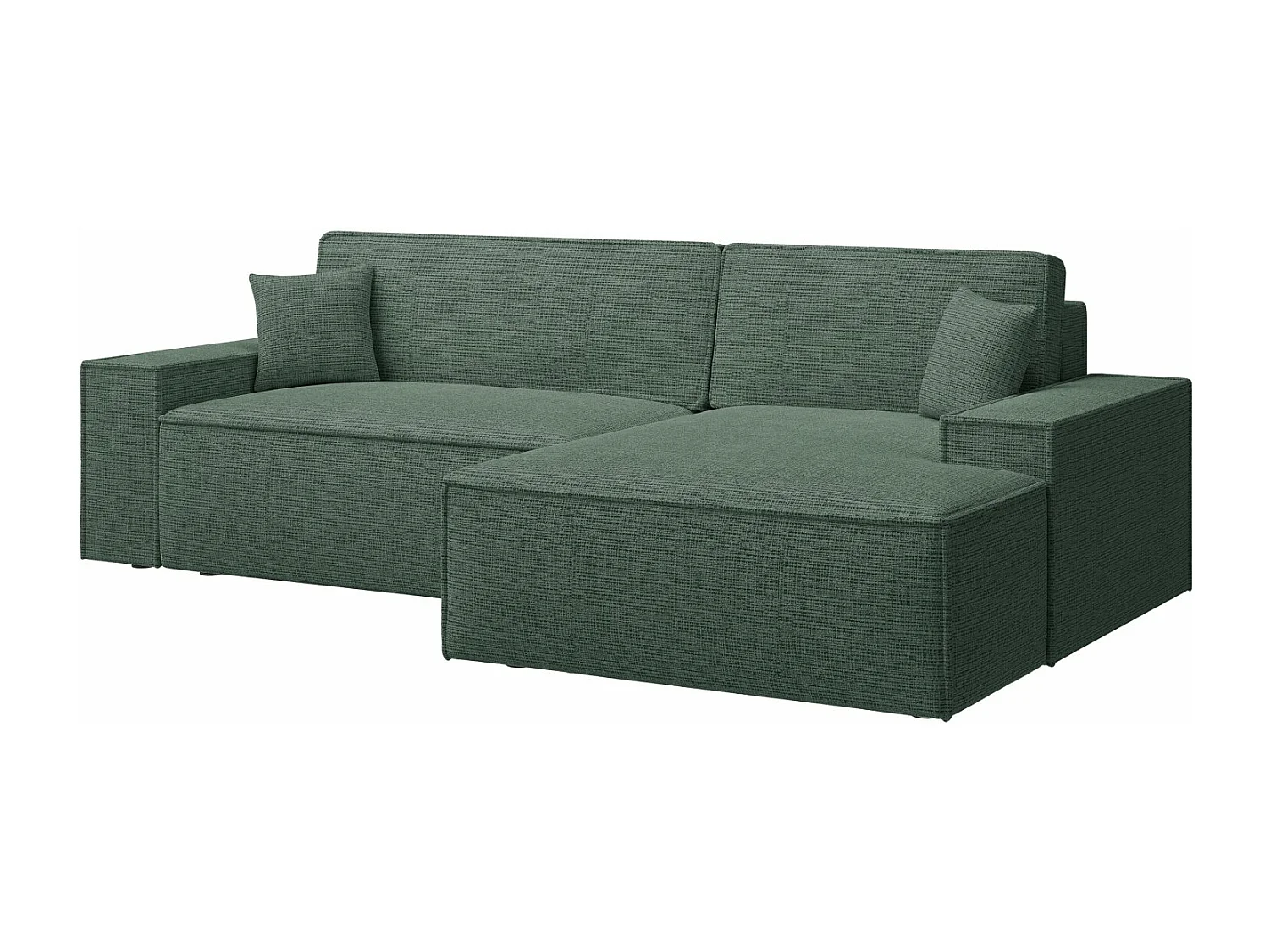 L-vormige hoekbank met slaapfunctie - chenillestof - salie - rechterkant - FARESE NIEUW