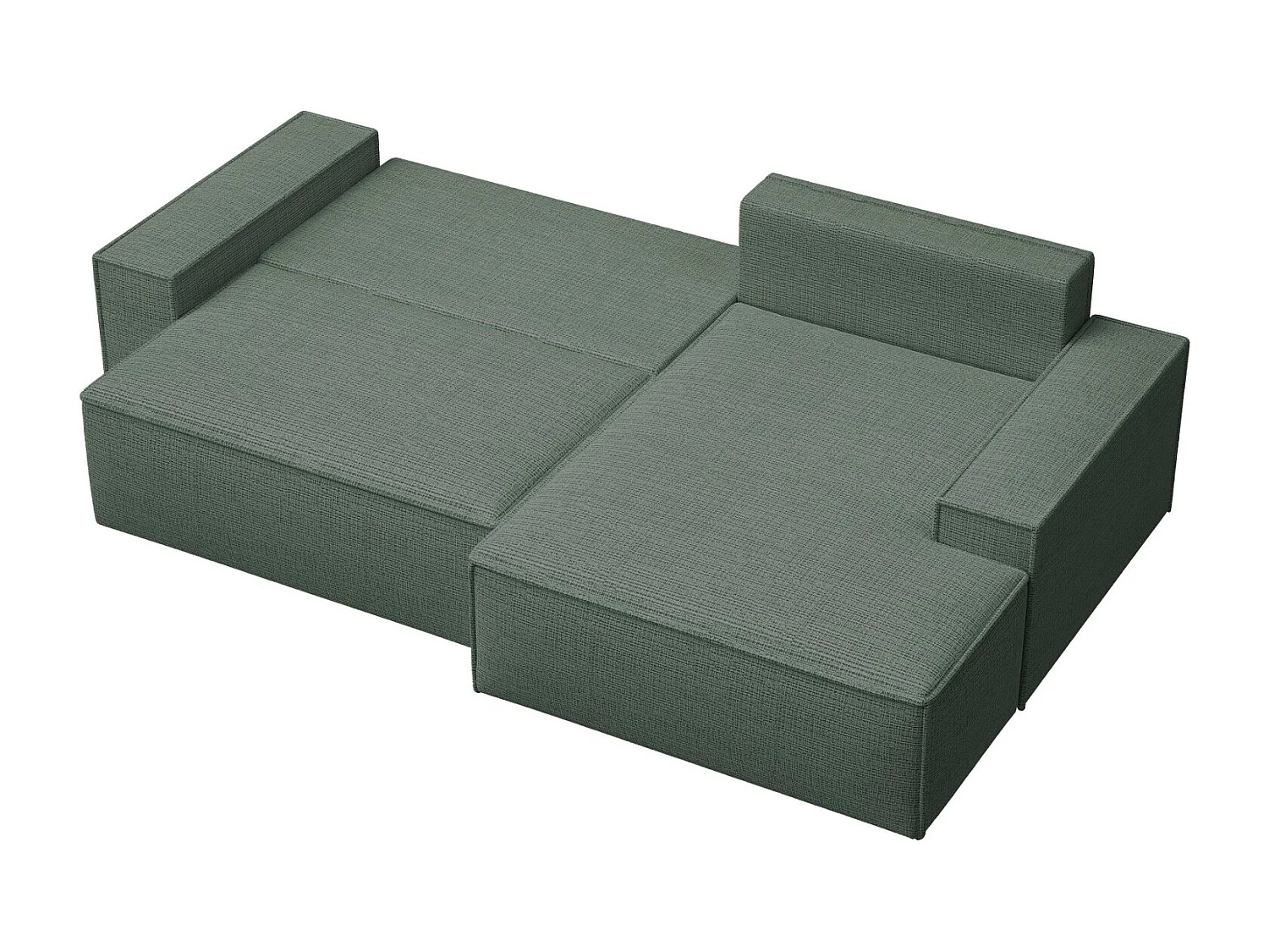 L-vormige hoekbank met slaapfunctie - chenillestof - salie - rechterkant - FARESE NIEUW
