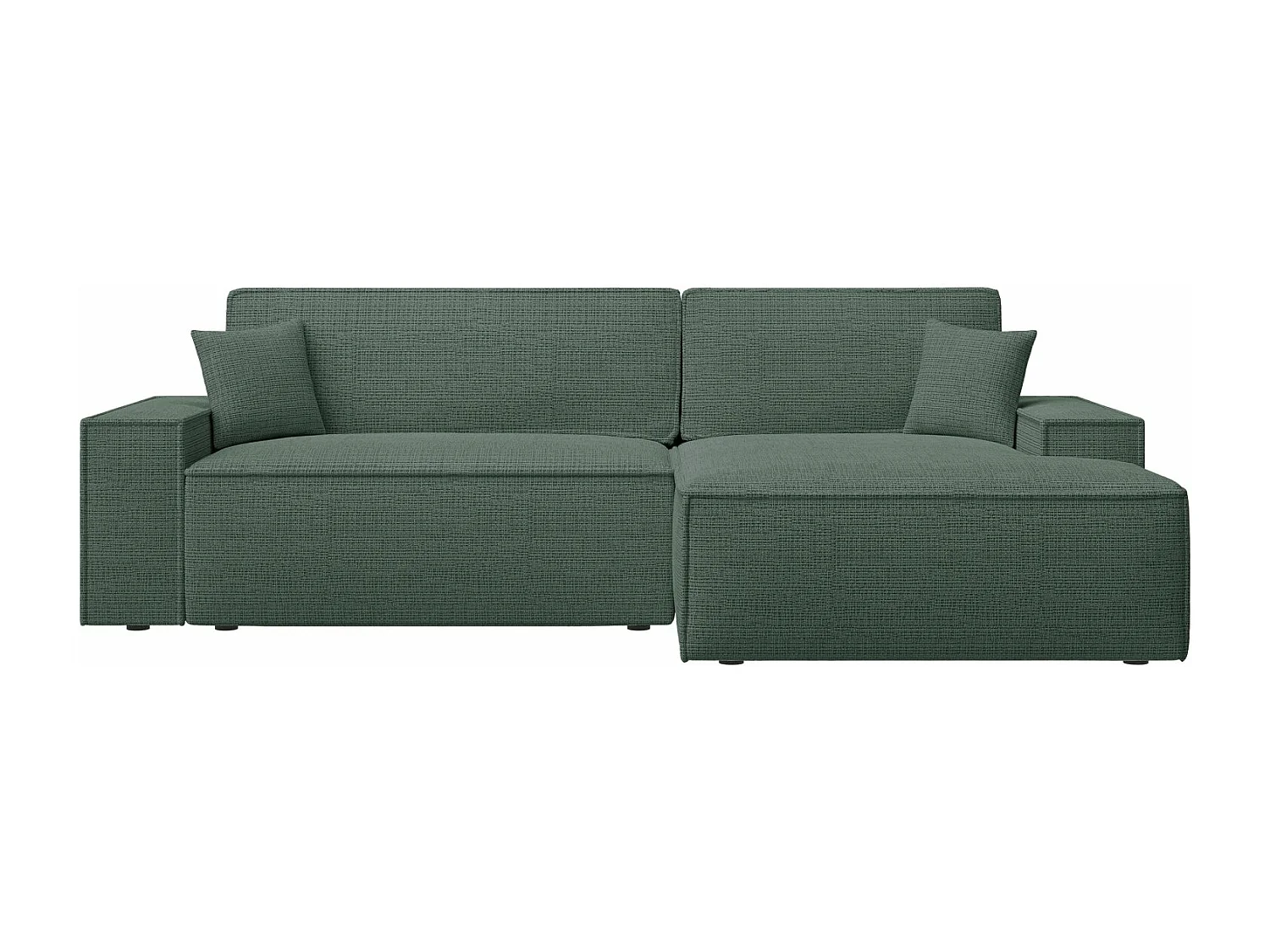 L-vormige hoekbank met slaapfunctie - chenillestof - salie - rechterkant - FARESE NIEUW