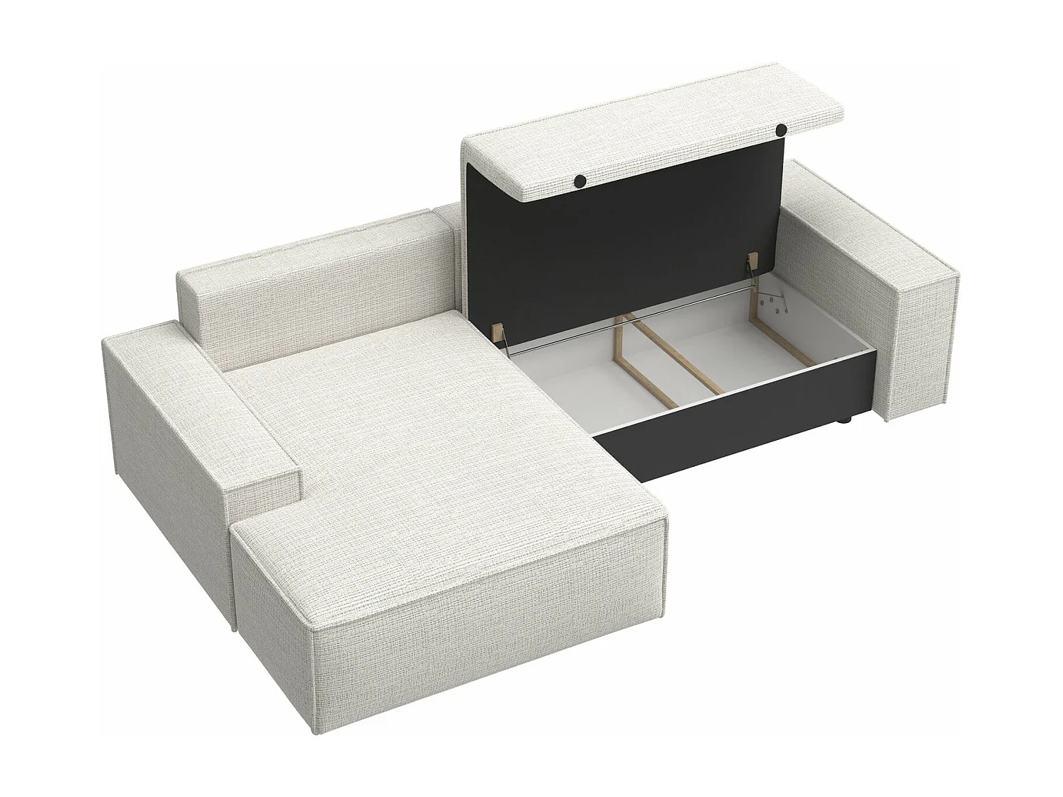 Ecksofa mit Schlaffunktion - Chenille-Bezug - hellbeige - linksseitig - FARESE NEW