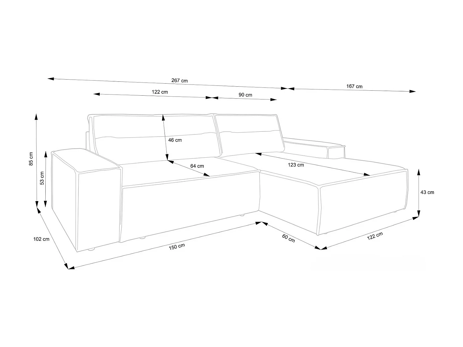 Ecksofa mit Schlaffunktion - Chenille-Bezug - hellbeige - linksseitig - FARESE NEW