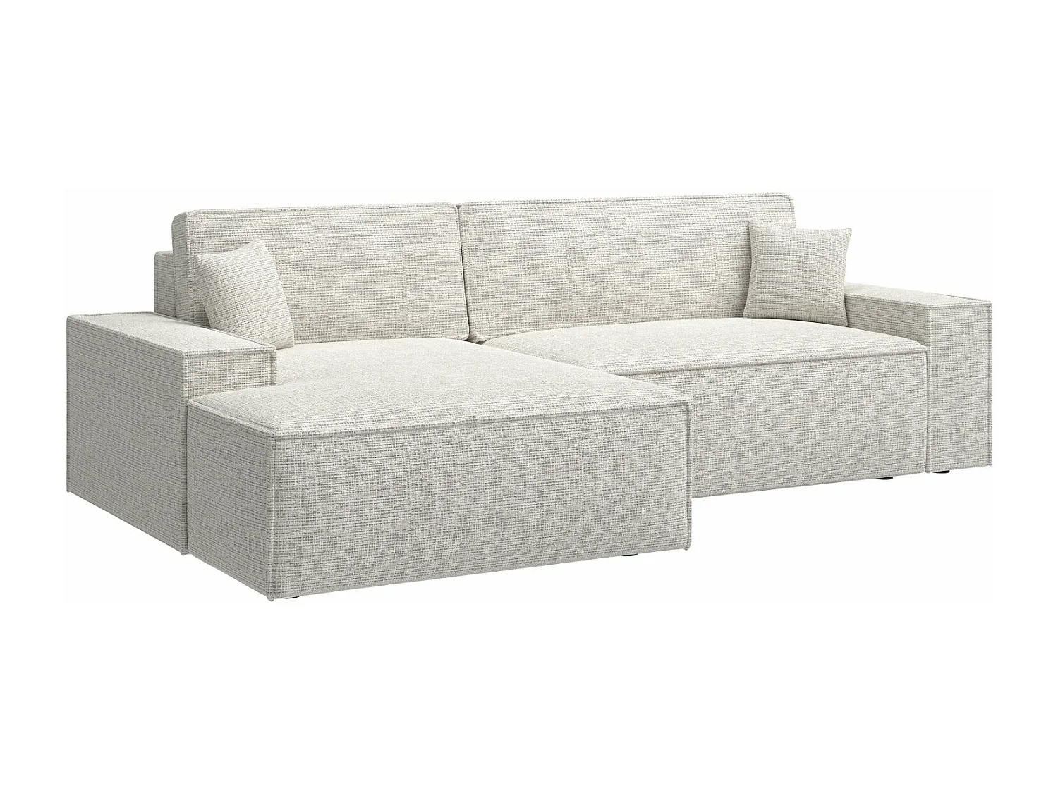 Ecksofa mit Schlaffunktion - Chenille-Bezug - hellbeige - linksseitig - FARESE NEW