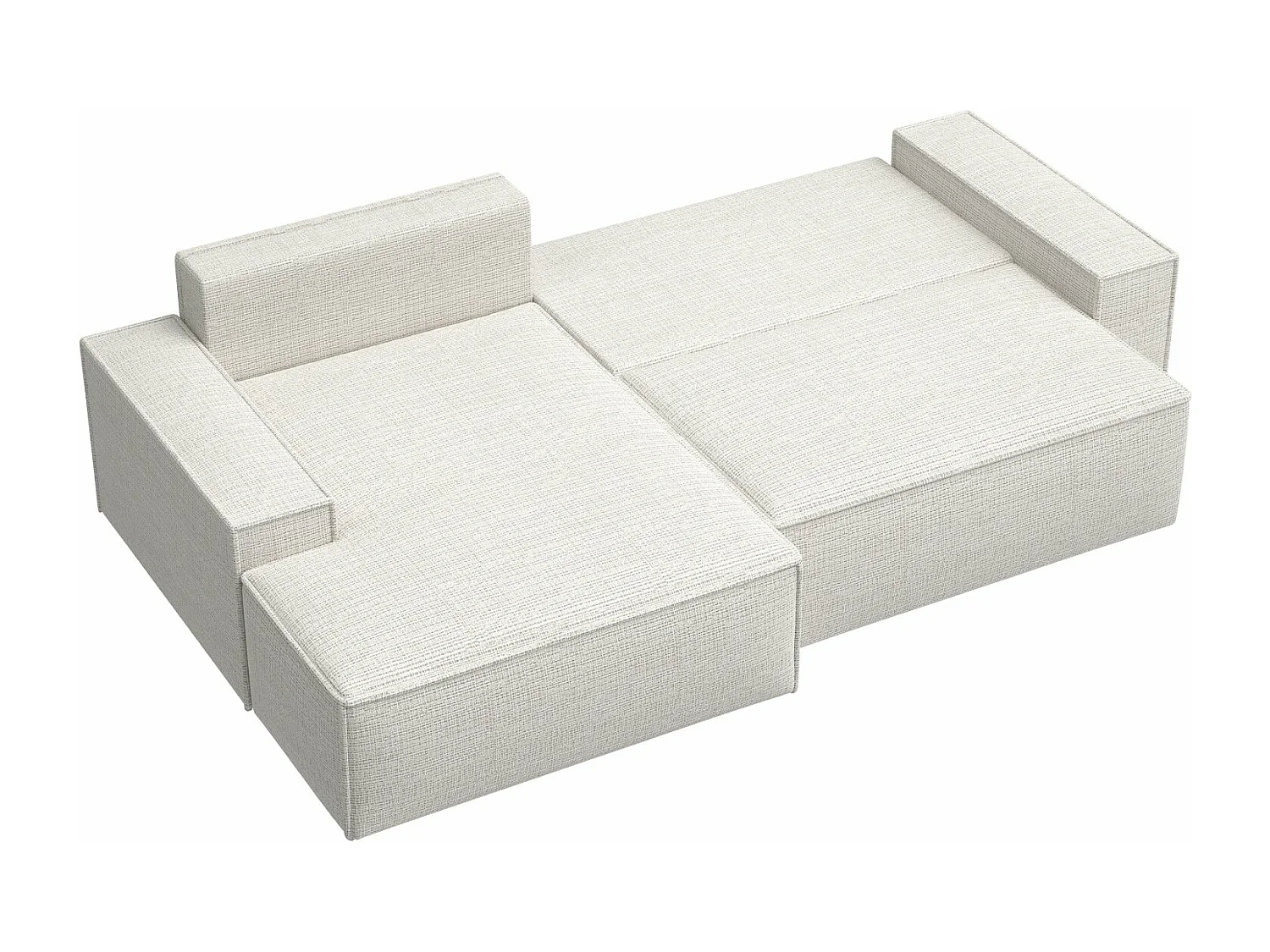Ecksofa mit Schlaffunktion - Chenille-Bezug - hellbeige - linksseitig - FARESE NEW