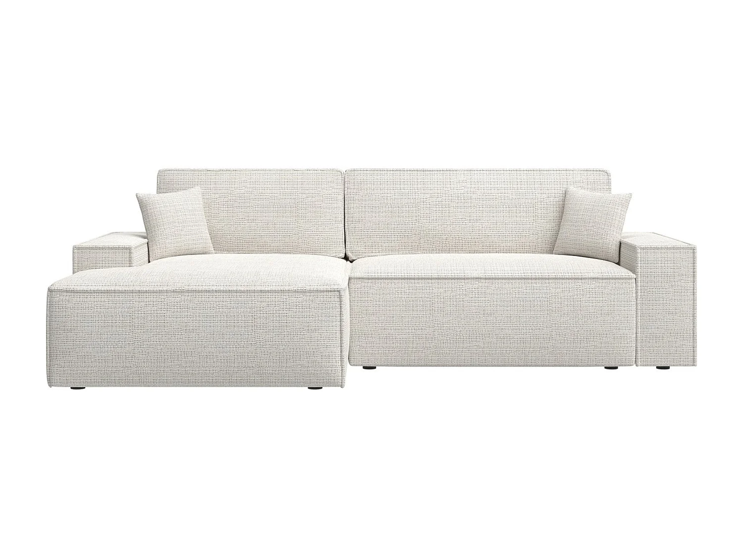 Ecksofa mit Schlaffunktion - Chenille-Bezug - hellbeige - linksseitig - FARESE NEW