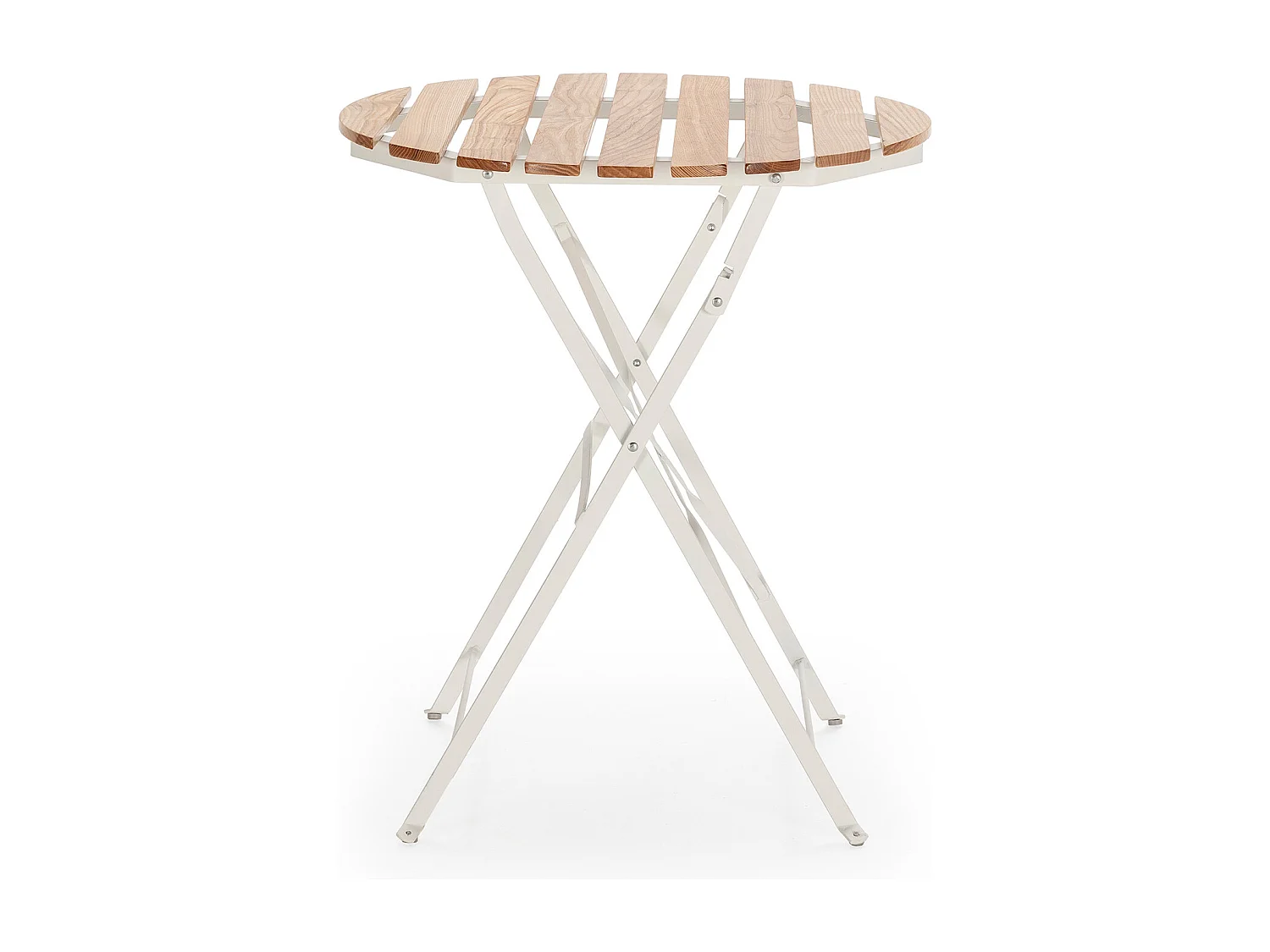 Mesa de Jardín Plegable Ambar de Madera y Metal Blanco