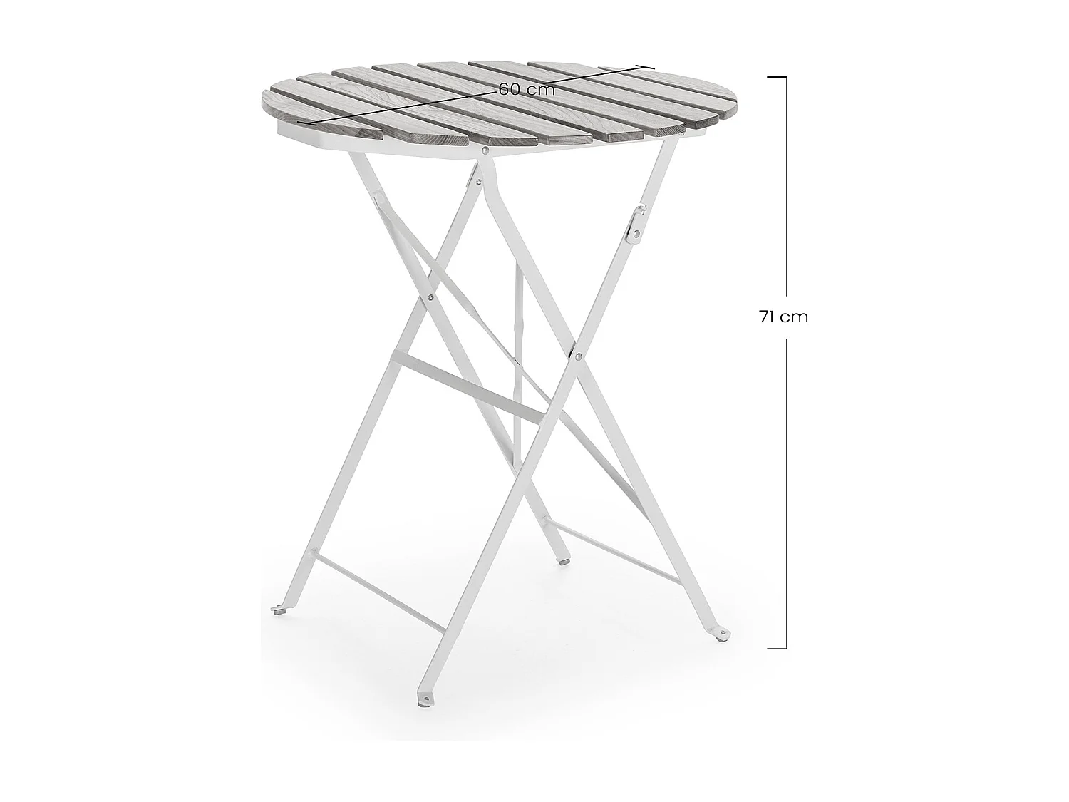 Table de jardin pliante Ambar en bois et métal blanc