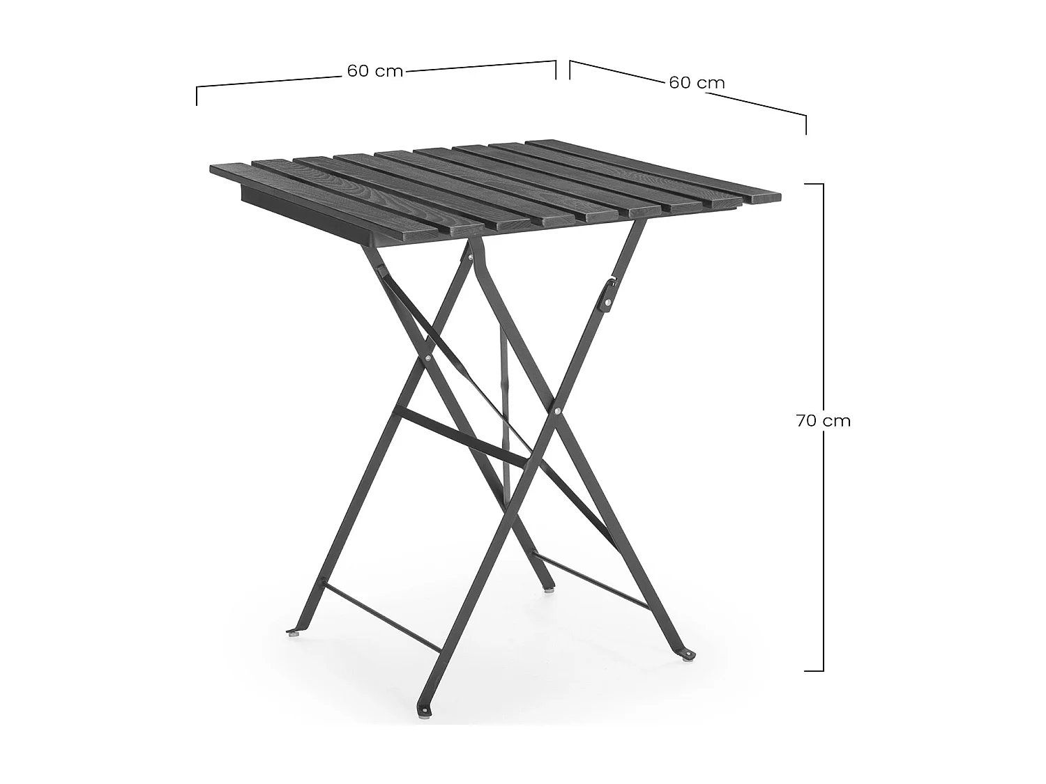 Tavolo da giardino pieghevole Agata in legno e metallo nero