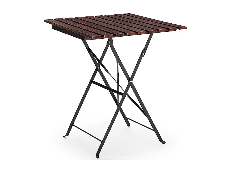 Table de jardin pliante Agata en bois et métal noir