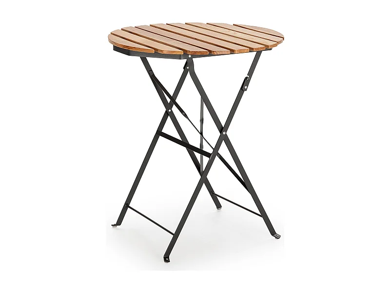 Table de jardin pliante Ambar en bois et métal noir