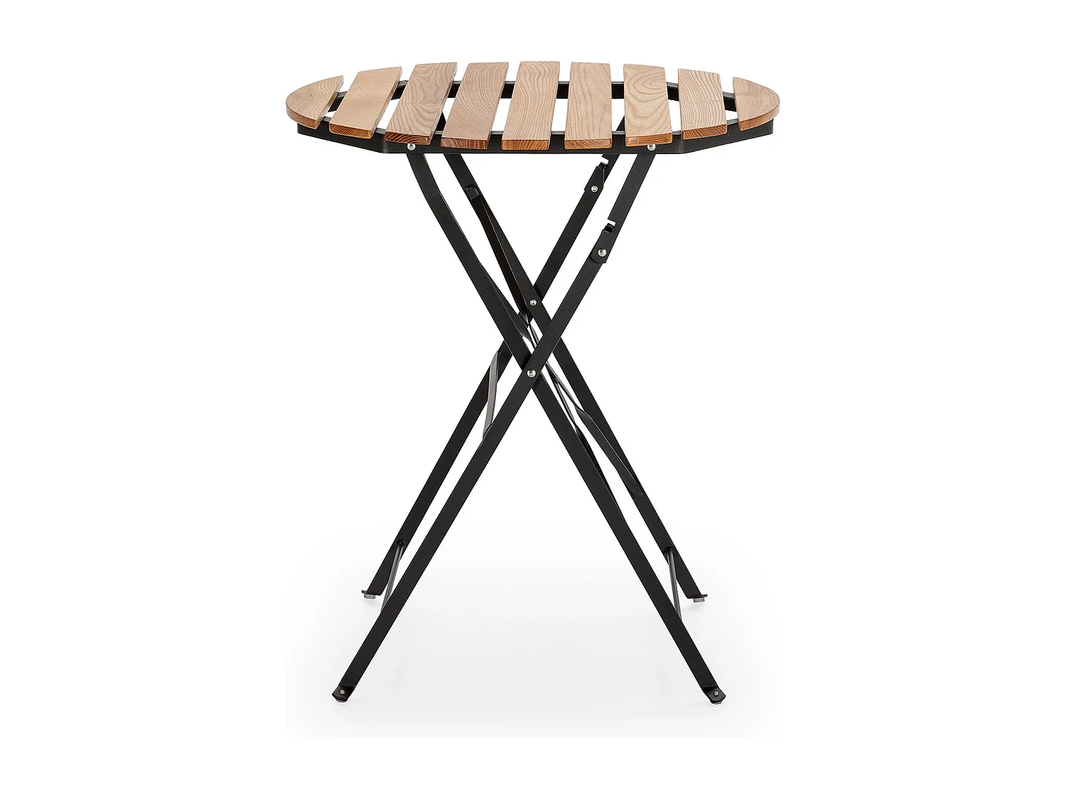 Mesa de Jardín Plegable Ambar de Madera y Metal Negro