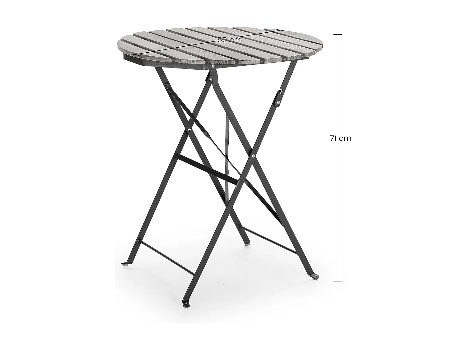 Mesa de Jardín Plegable Ambar de Madera y Metal Negro