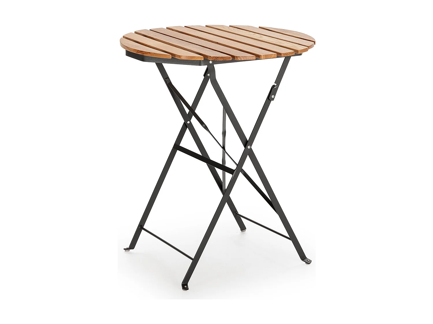 Mesa de Jardín Plegable Ambar de Madera y Metal Negro