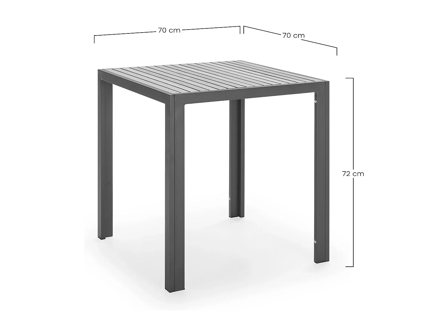 Mesa de Jardín Coral Cuadrada de Madera y Metal Negro