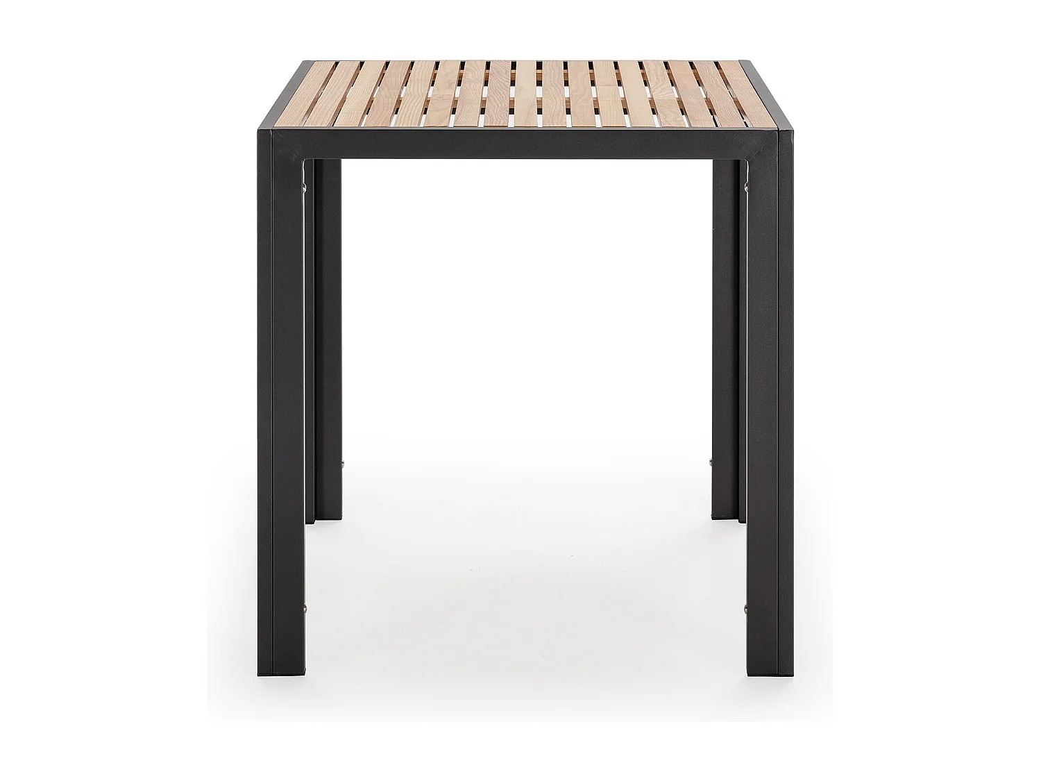 Mesa de Jardín Coral Cuadrada de Madera y Metal Negro