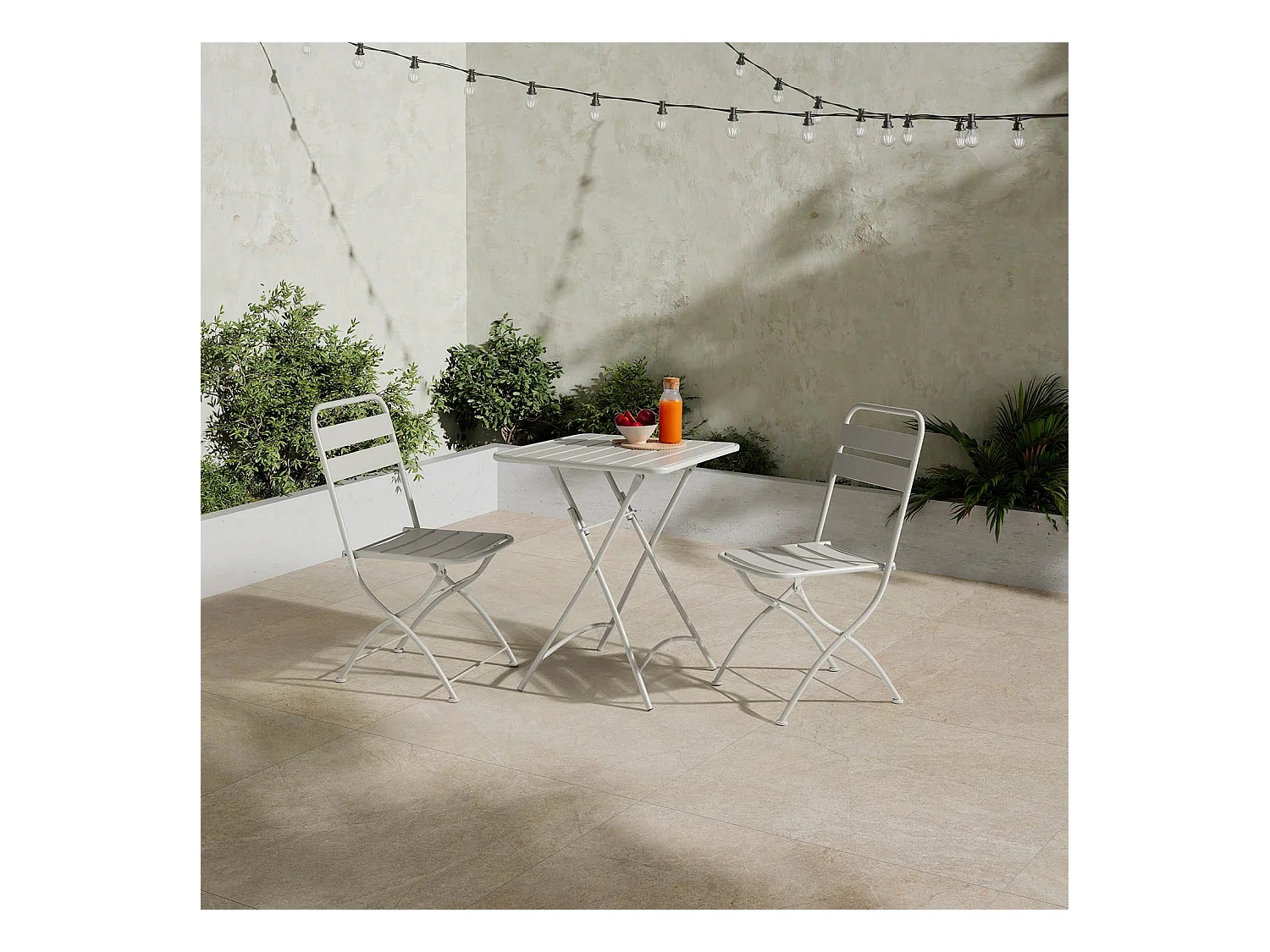 Mesa de Jardín Plegable Perla de Metal en Gris