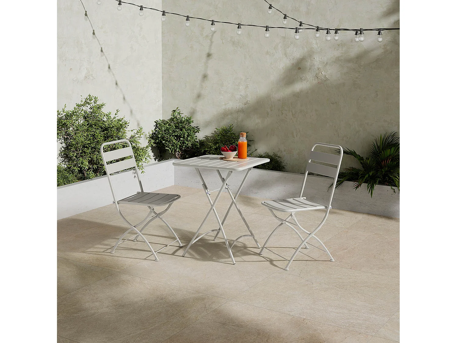 Mesa de Jardín Plegable Perla de Metal en Gris