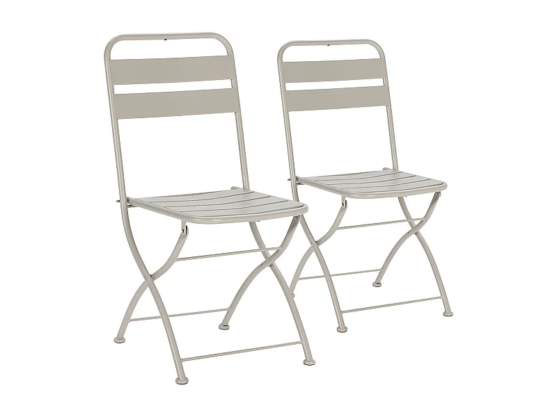 Pack 2 sillas de Jardín Plegables Perla de Metal en Gris