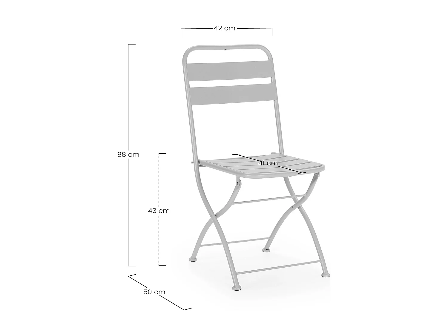 Set di 2 sedie da giardino pieghevoli Perla in metallo grigio