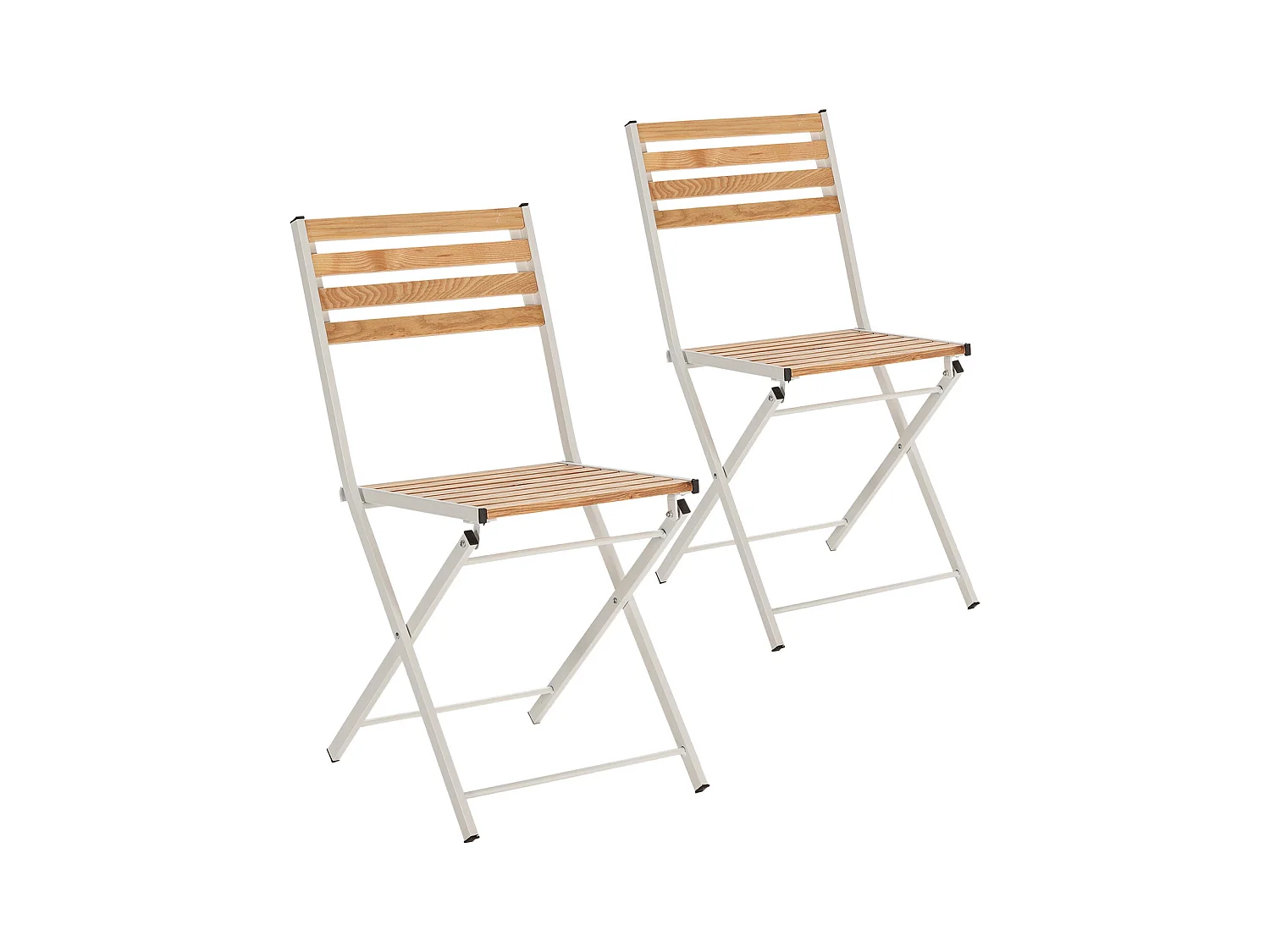 Pack de 2 chaises de jardin pliantes Ambar en bois et métal blanc