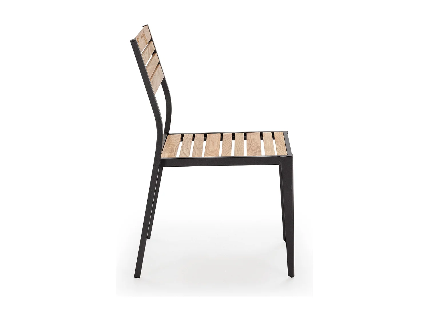 Pack 4 sillas de Jardín apilables Coral de Madera y Metal Negro