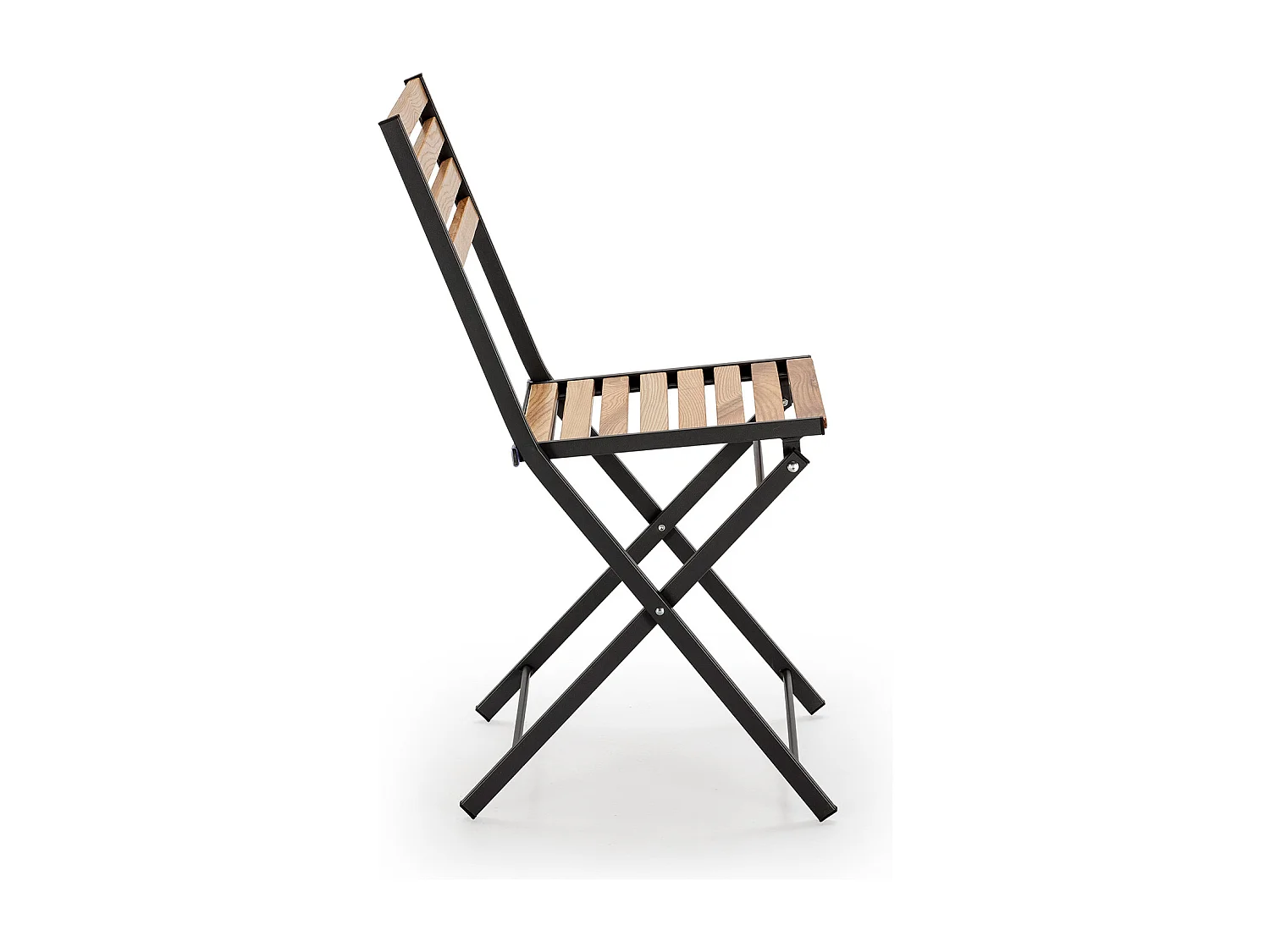 Pack de 2 chaises de jardin pliantes Ambar en bois et métal noir
