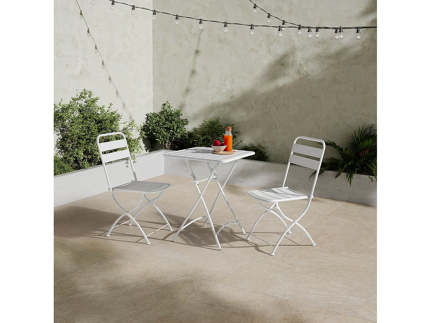 Pack 2 sillas de Jardín Plegables Perla de Metal en Blanco