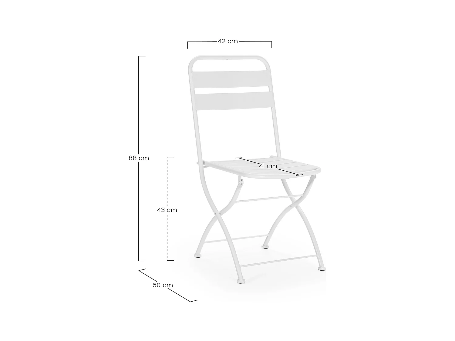 Set di 2 sedie da giardino pieghevoli Perla in metallo bianco