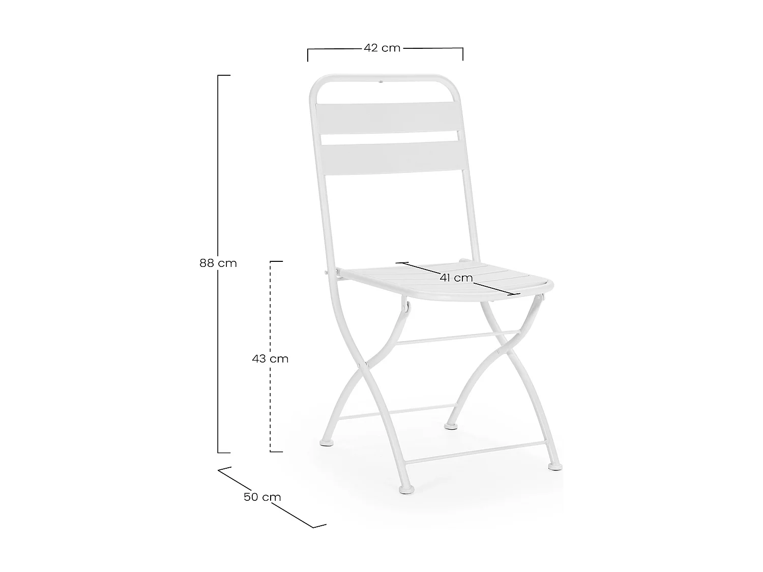 Pack de 2 chaises de jardin pliantes Perla en métal blanc