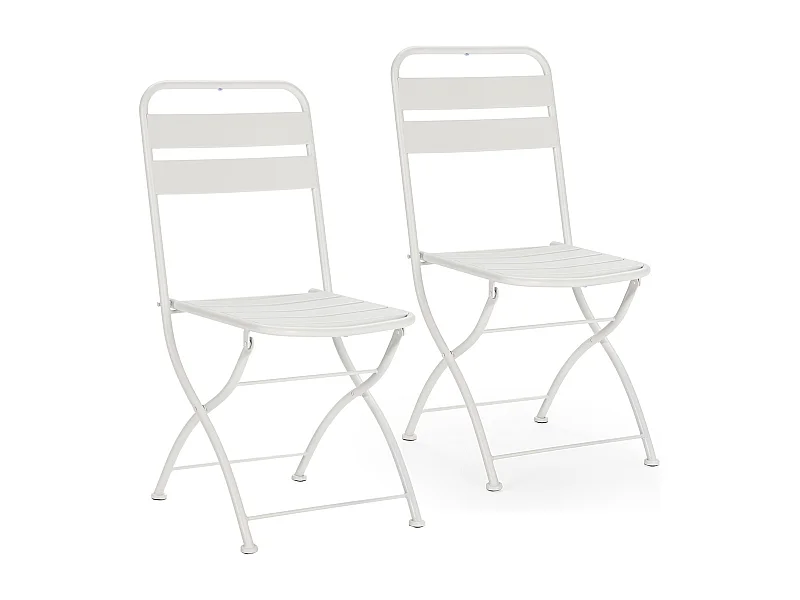 Set di 2 sedie da giardino pieghevoli Perla in metallo bianco