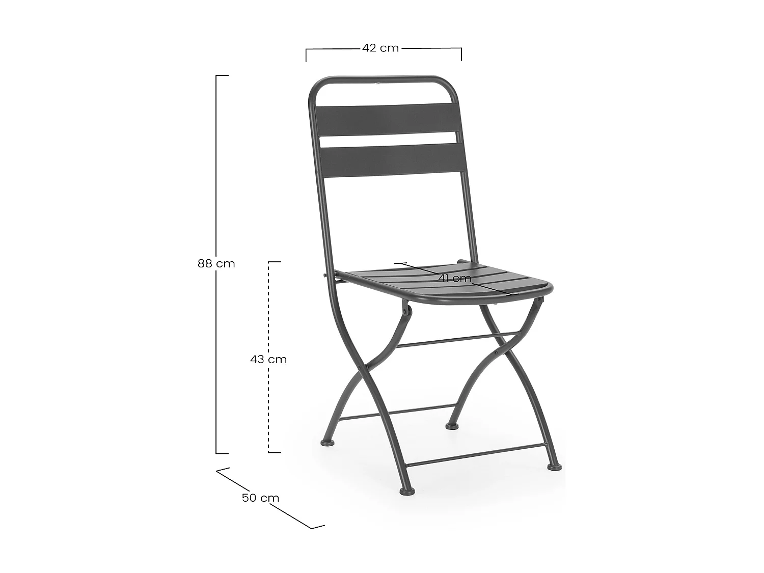 Pack de 2 chaises de jardin pliantes Perla en métal noir