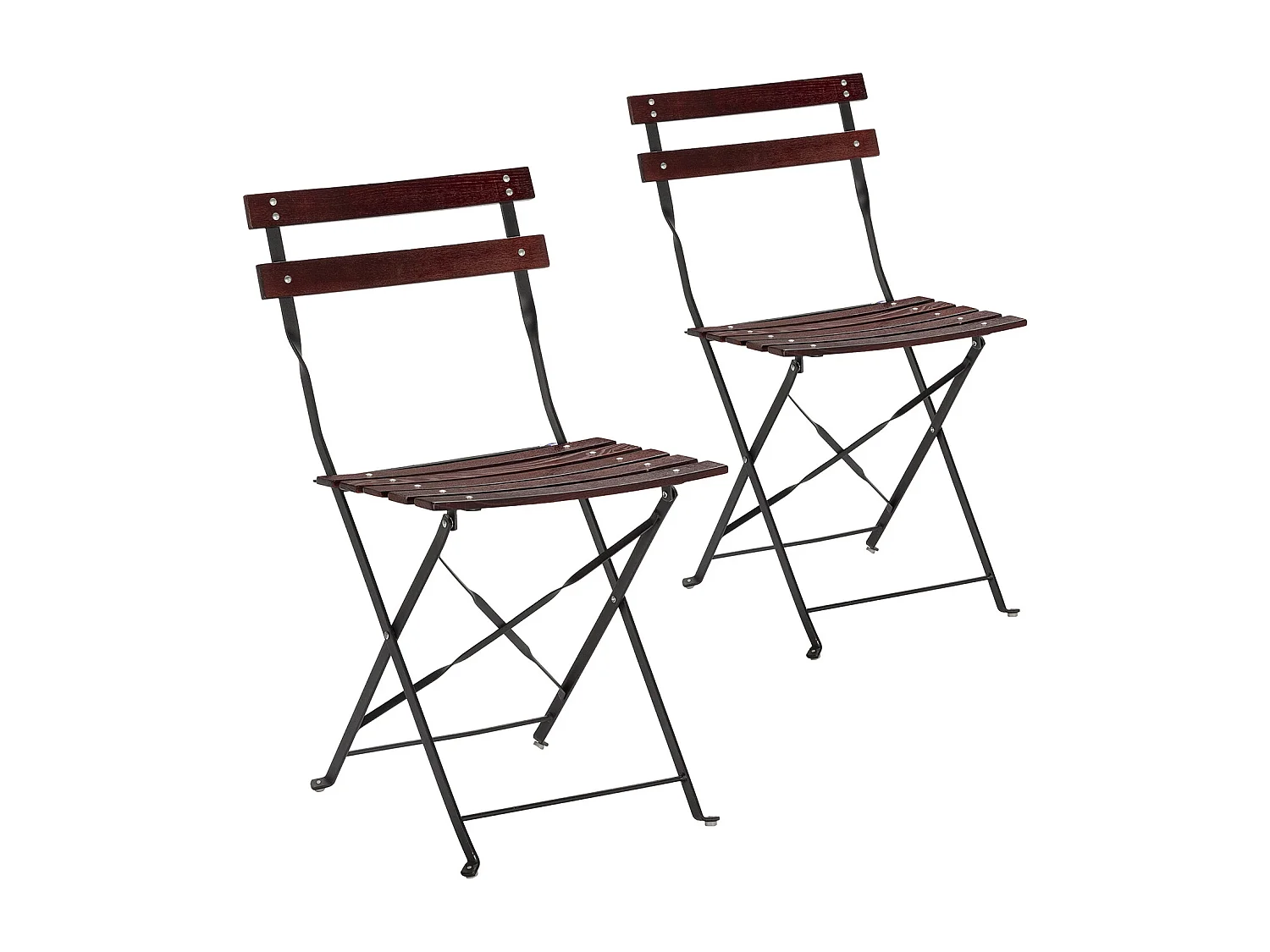 Set di 2 sedie da giardino pieghevoli Agata in legno e metallo nero