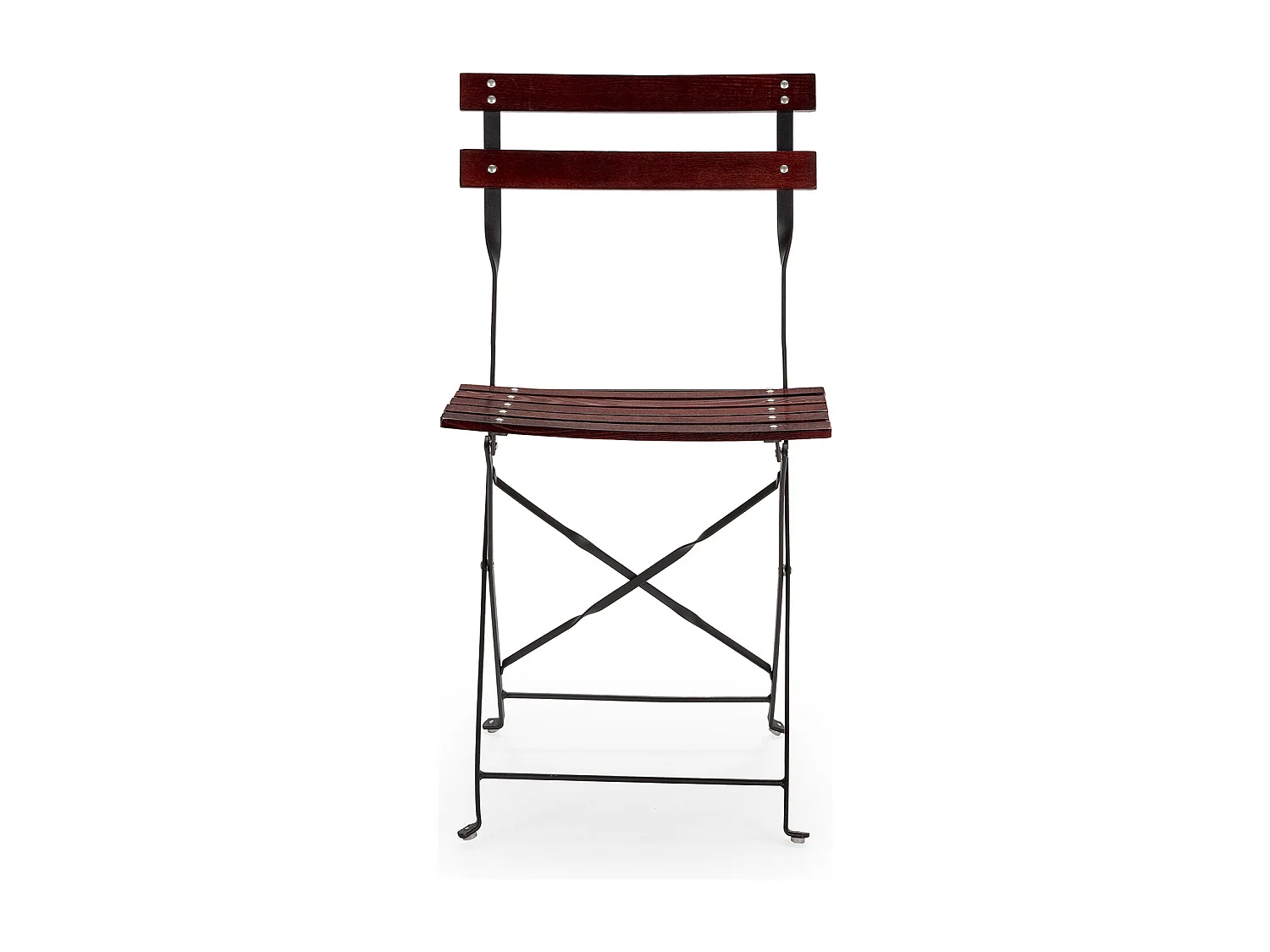 Pack de 2 chaises de jardin pliantes Agata en bois et métal noir