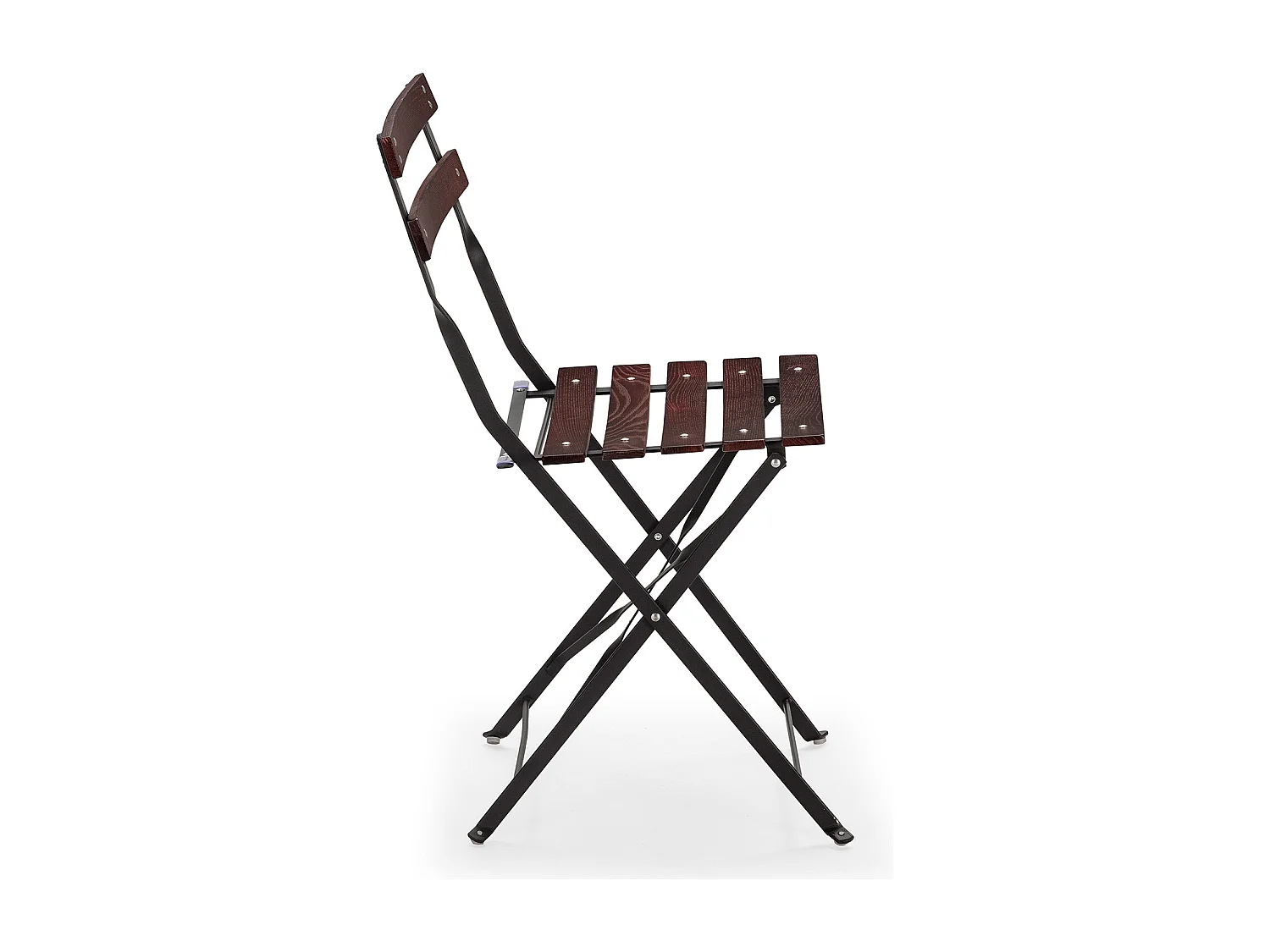 Pack de 2 chaises de jardin pliantes Agata en bois et métal noir