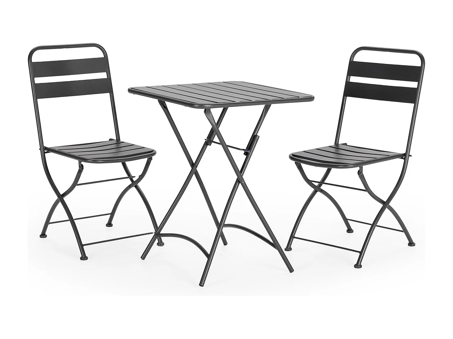 Set da bistrot da giardino nero 3 pezzi Perla, tavolo e 2 sedie