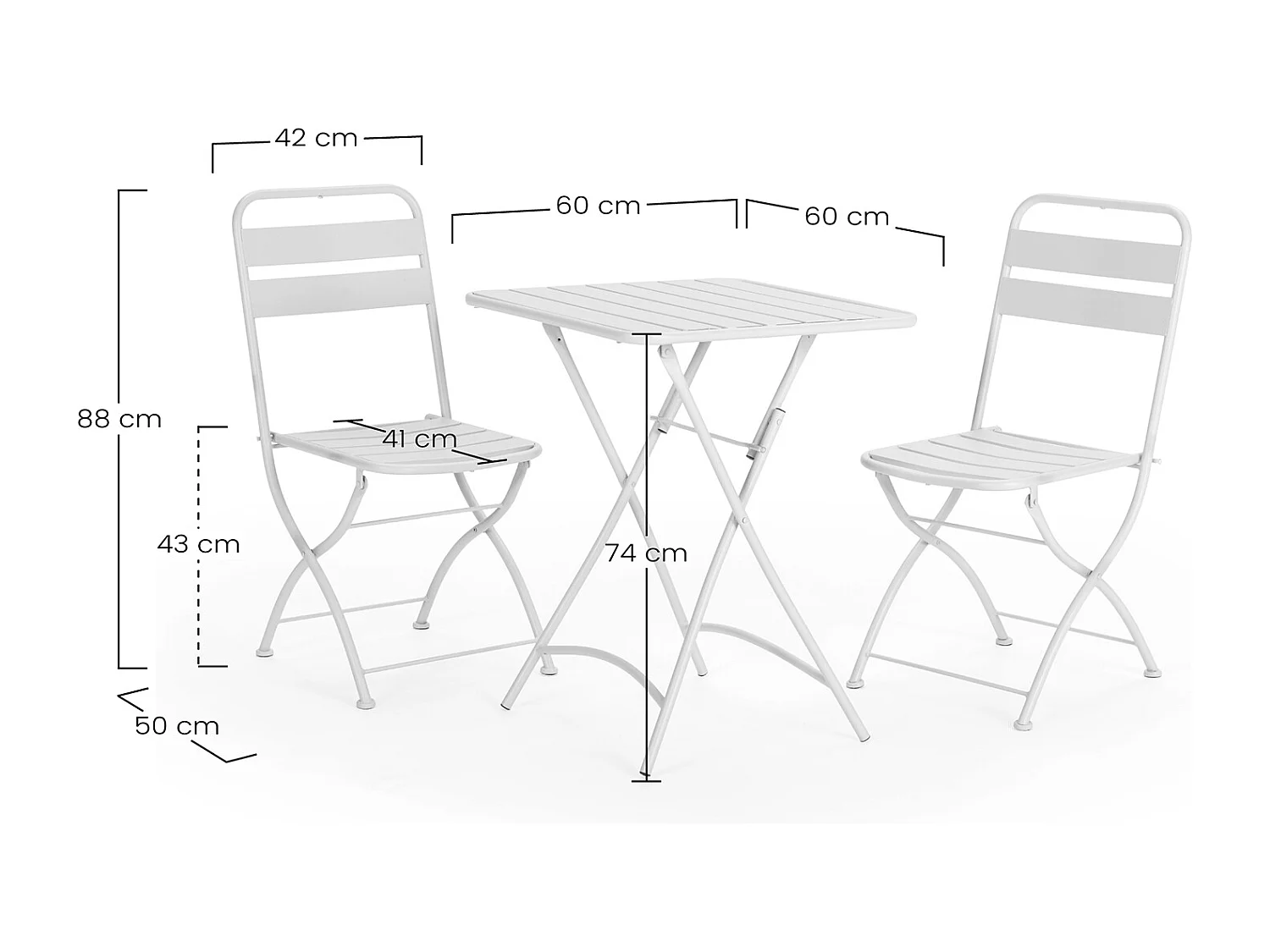 Ensemble Bistro de jardin Perla 3 pièces Vert, Table et 2 chaises