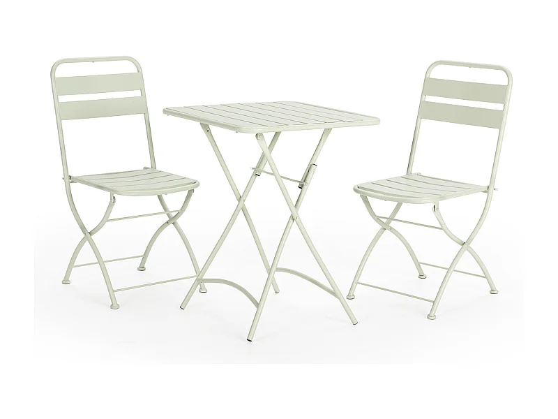 Set da bistrot da giardino 3 pezzi Perla verde, tavolo e 2 sedie