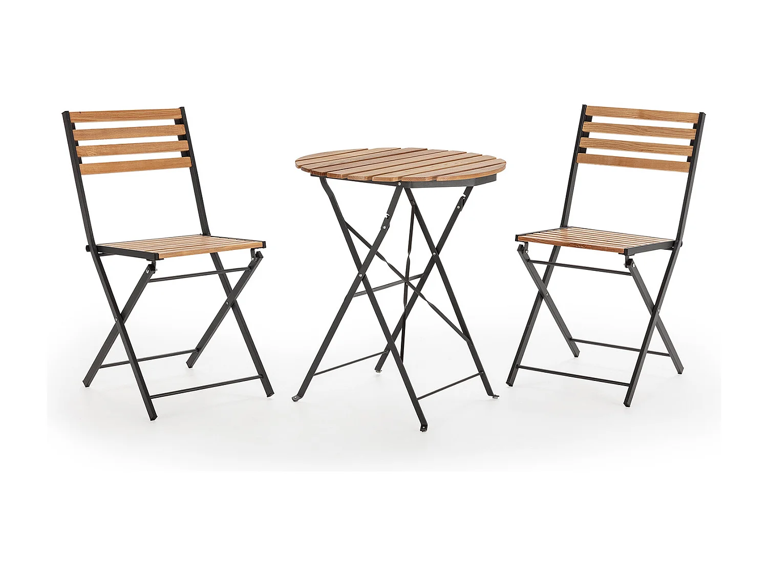 Set da bistrò da giardino nero 3 pezzi Ambar, tavolo e 2 sedie