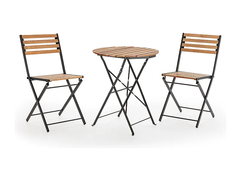 Conjunto Muebles de Jardín Ambar 3 Piezas Negro, Mesa y 2 sillas