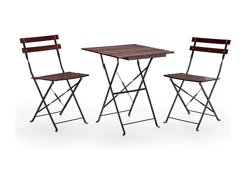 Zestaw mebli ogrodowych Colummn Ensemble Bistro Agata 3 elementy czarny, stół i 2 krzesła