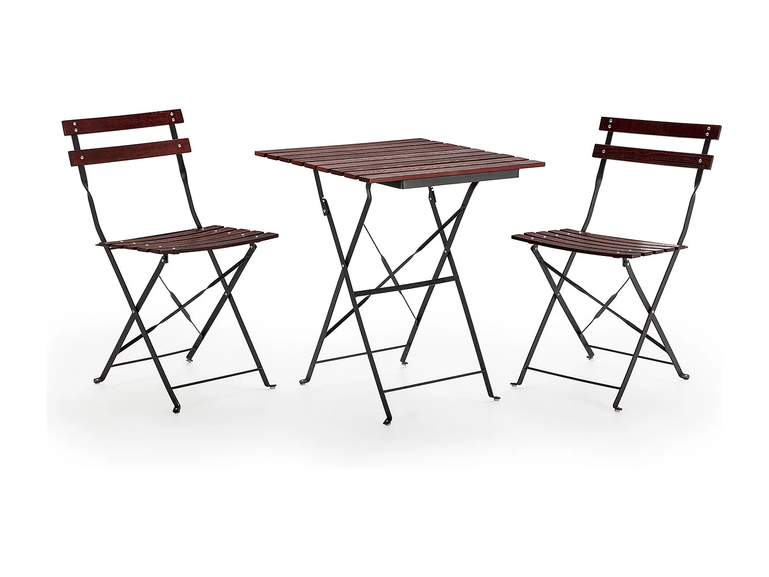 Conjunto Muebles de Jardín Agata 3 Piezas Negro, Mesa y 2 sillas