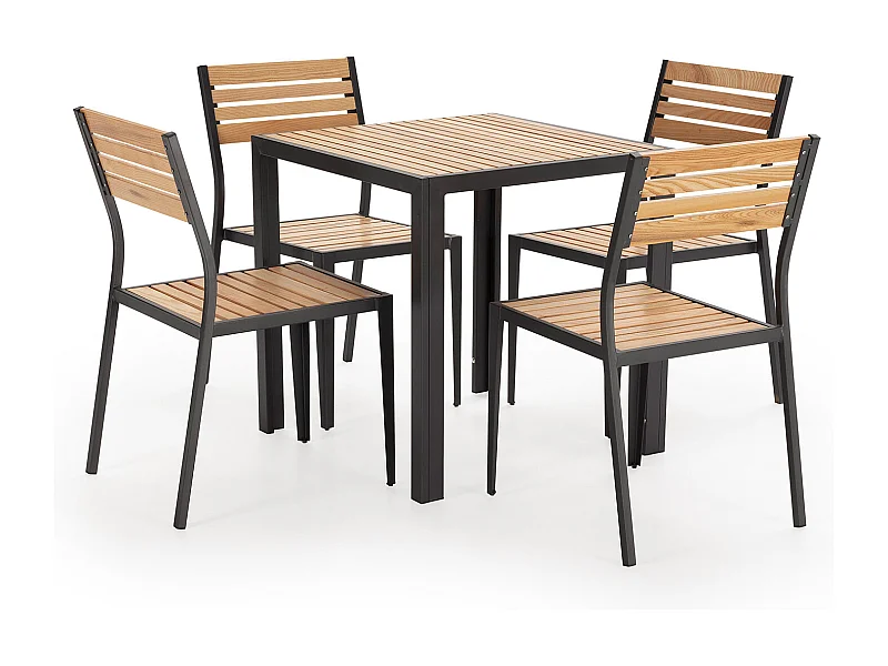 Conjunto Muebles de Jardín Coral 5 Piezas Negro, Mesa y 4 sillas