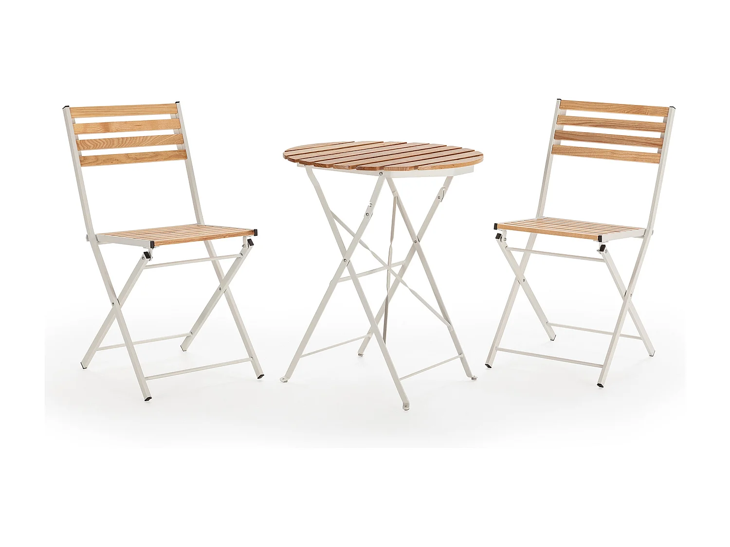 Set bistrot da giardino bianco 3 pezzi Ambar, tavolo e 2 sedie
