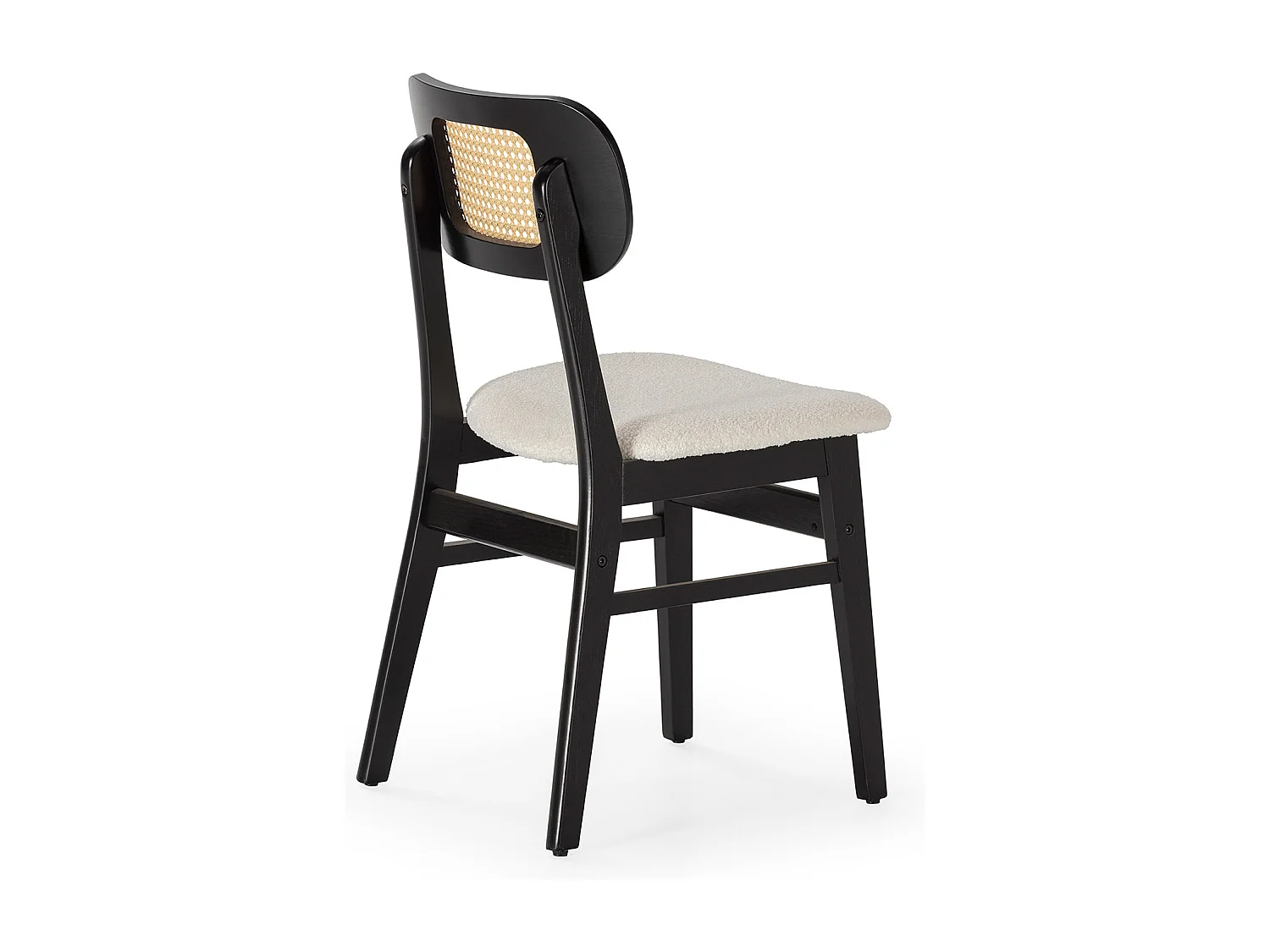 Pack 2 sillas Boira Negro con Tela Borreguito y ratán sintético