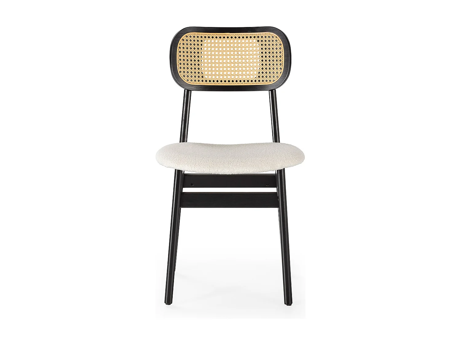 Set di 2 sedie Boira nere con tessuto shearling e rattan sintetico