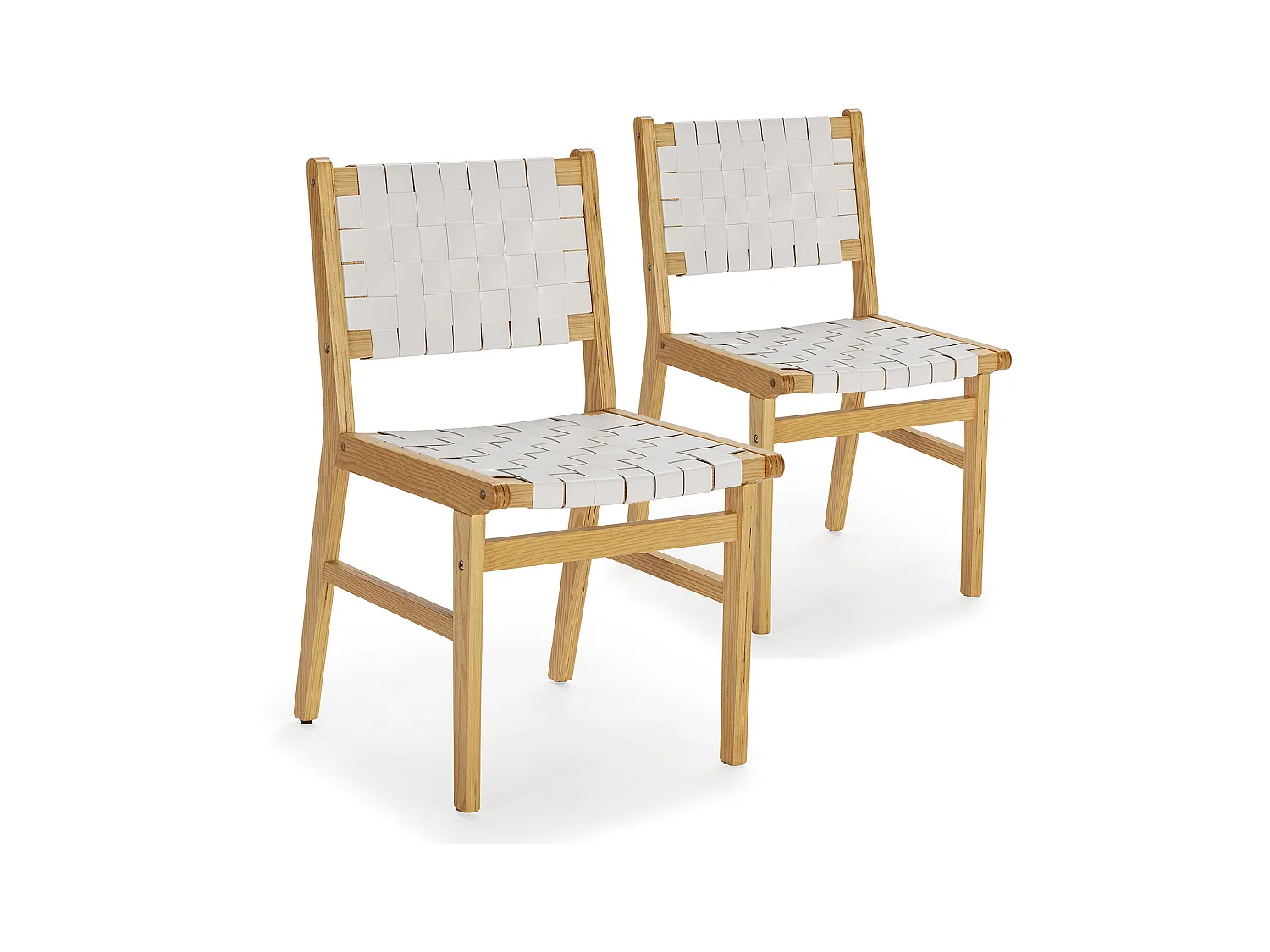 Pack de 2 chaises Kurt Blanc en cuir recyclé
