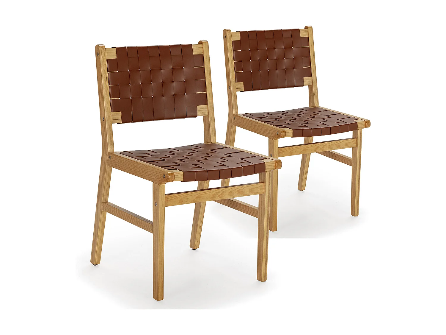 Pack de 2 chaises Kurt Marron en cuir recyclé