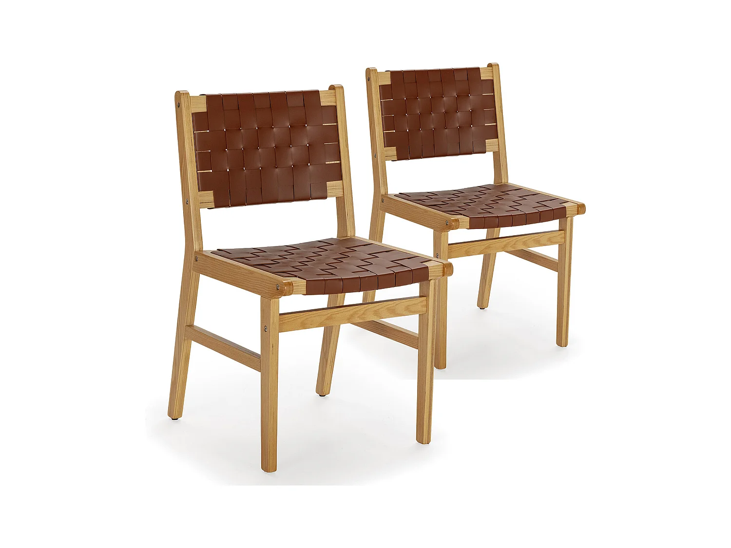 Pack de 2 chaises Kurt Marron en cuir recyclé
