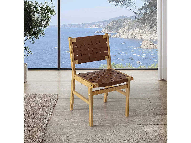 Set di 2 sedie Kurt Marrone con pelle riciclata