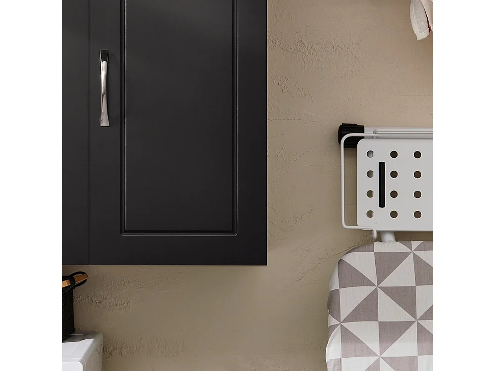 SoBuy Armoire Murale de Salle de Bain, Placard de Rangement, Meuble de Rangement Suspendu, Meuble Haut avec 3 Portes, 90x30x60 cm, Noir, FRG231-L-SCH